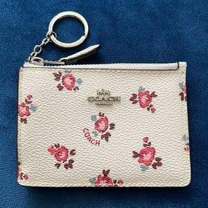Coach Mini Leather Floral Wallet Case